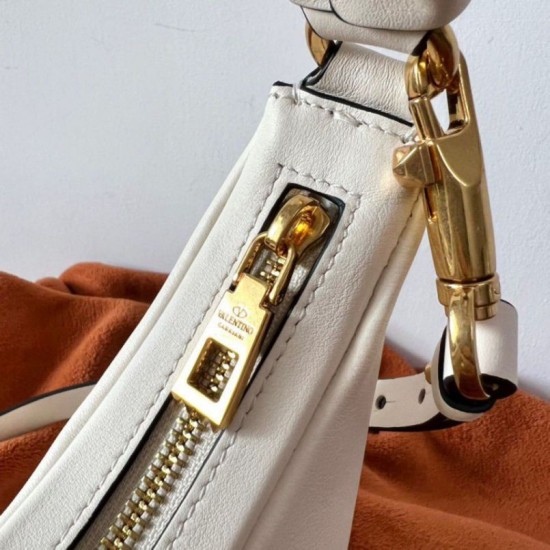 Migliore Repliche Valentino Stud Sign Hobo Borsa Bianco Vitello Economiche Outlet Online