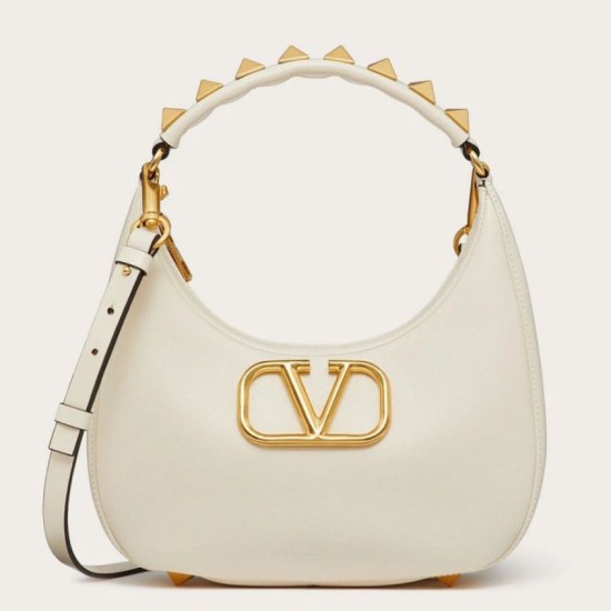 Migliore Repliche Valentino Stud Sign Hobo Borsa Bianco Vitello Economiche Outlet Online