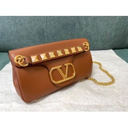 Migliore Repliche Valentino Stud Sign Borse a tracolla Marrone Nappa Economiche Outlet Online