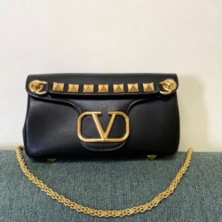 Replica perfetta Valentino Stud Sign Borse a tracolla Nero Nappa Imitazione Outlet Online