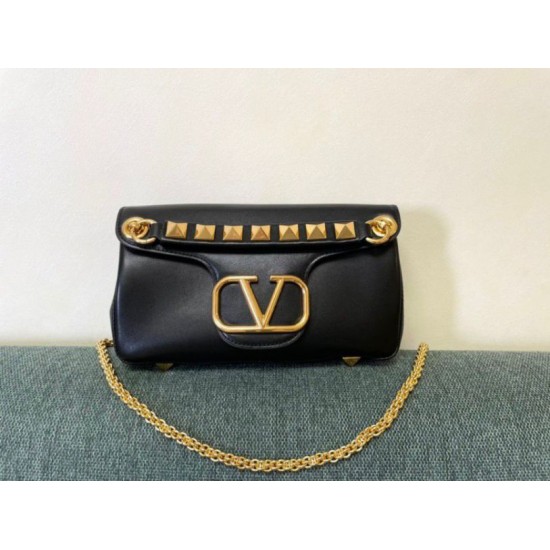 Replica perfetta Valentino Stud Sign Borse a tracolla Nero Nappa Imitazione Outlet Online
