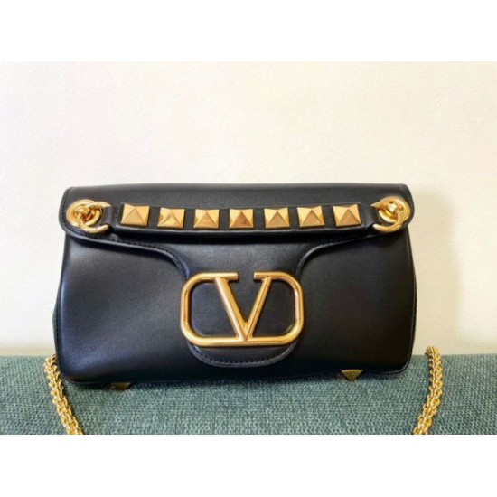 Replica perfetta Valentino Stud Sign Borse a tracolla Nero Nappa Imitazione Outlet Online