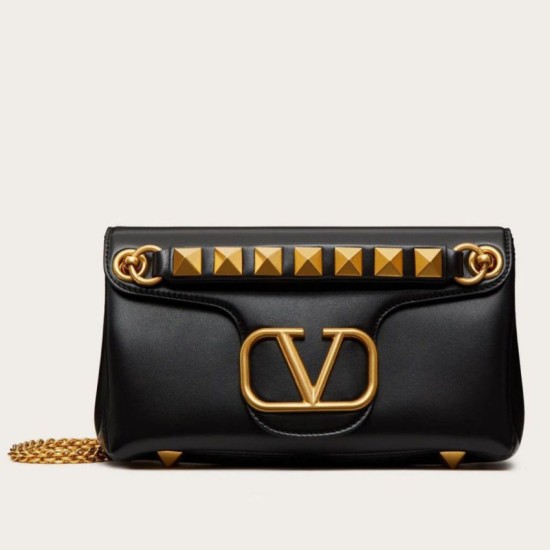 Replica perfetta Valentino Stud Sign Borse a tracolla Nero Nappa Imitazione Outlet Online