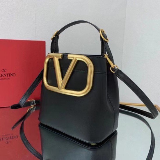 Miglior Falso Valentino Supervee Top Handle Borsa Nero Vitello Economiche Premium
