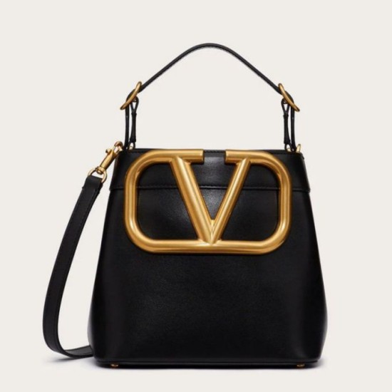 Miglior Falso Valentino Supervee Top Handle Borsa Nero Vitello Economiche Premium