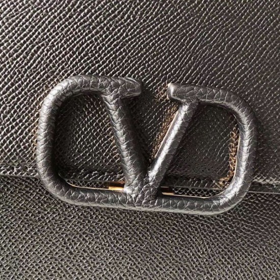 Valentino Vsling Grande Borse a tracolla Nero Vitello Granulato Replica originale di alta qualità Replica perfetta Valentino Vsling Grande Borse a tracolla Nero Vitello Granulato Imitazione Outlet Online