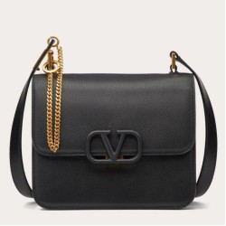 Replica perfetta Valentino Vsling Grande Borse a tracolla Nero Vitello Granulato Imitazione Outlet Online