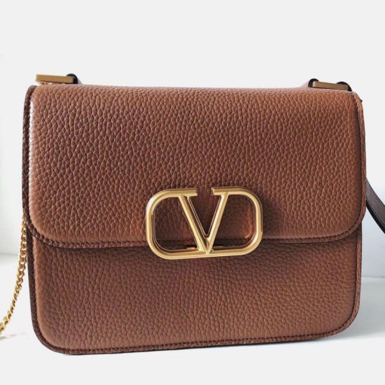 Valentino Vsling Grande Borse a tracolla Marrone Vitello Granulato Replica originale di alta qualità Migliore Repliche Valentino Vsling Grande Borse a tracolla Marrone Vitello Granulato Economiche Outlet Online