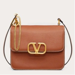 Migliore Repliche Valentino Vsling Grande Borse a tracolla Marrone Vitello Granulato Economiche Outlet Online
