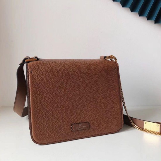 Valentino Vsling Grande Borse a tracolla Marrone Vitello Granulato Replica originale di alta qualità Migliore Repliche Valentino Vsling Grande Borse a tracolla Marrone Vitello Granulato Economiche Outlet Online