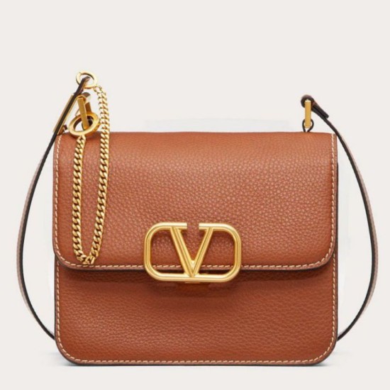 Valentino Vsling Grande Borse a tracolla Marrone Vitello Granulato Replica originale di alta qualità Migliore Repliche Valentino Vsling Grande Borse a tracolla Marrone Vitello Granulato Economiche Outlet Online