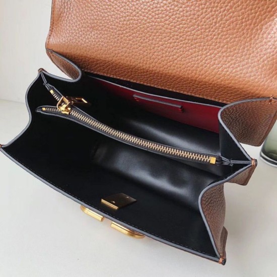 Valentino Vsling Grande Borse a tracolla Marrone Vitello Granulato Replica originale di alta qualità Migliore Repliche Valentino Vsling Grande Borse a tracolla Marrone Vitello Granulato Economiche Outlet Online