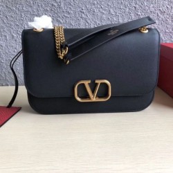 Miglior Falso Valentino Medium Vlock Borse a tracolla Nero Vitello Economiche Premium