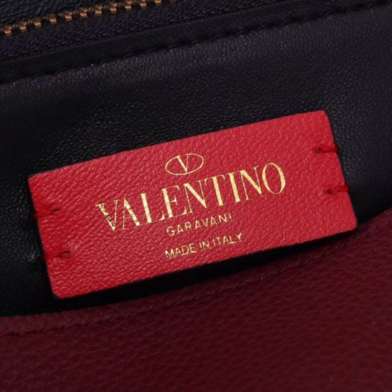 Miglior Falso Valentino Medium VRing Chain Borsa Bordeaux Grainy Calfskin Economiche Premium
