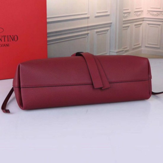Miglior Falso Valentino Medium VRing Chain Borsa Bordeaux Grainy Calfskin Economiche Premium