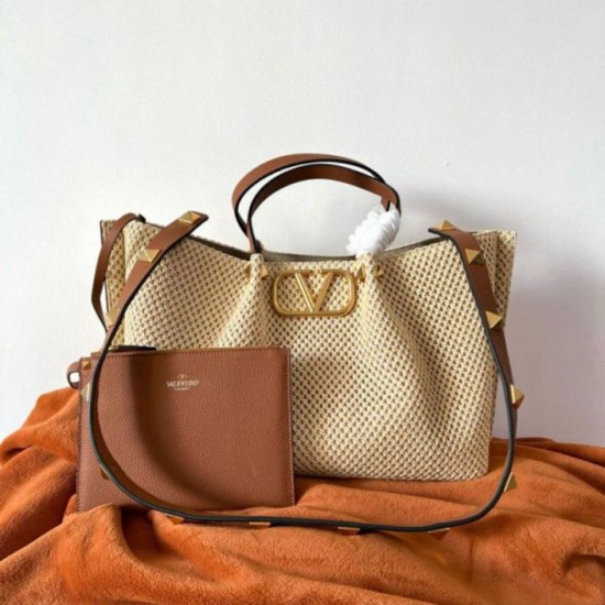 Miglior Falso Valentino Garavani Medium Straw Summer Tote Borsa Economiche Premium
