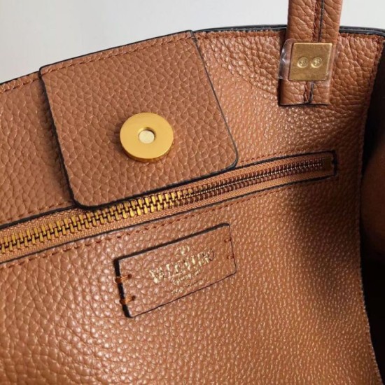 Replica perfetta Valentino Roman Stud Tote Borsa Marrone Vitello Granulato Imitazione Outlet Online