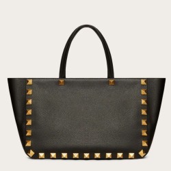 Perfette Qualità Repliche Valentino Roman Stud Tote Borsa Nero Vitello Granulato Imitazione