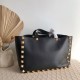 Perfette Qualità Repliche Valentino Roman Stud Tote Borsa Nero Vitello Granulato Imitazione