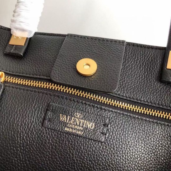 Perfette Qualità Repliche Valentino Roman Stud Tote Borsa Nero Vitello Granulato Imitazione