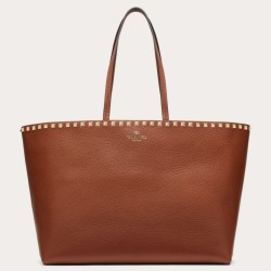 Perfette Qualità Repliche Valentino Rockstud Shopping Borsa Grande Marrone Imitazione