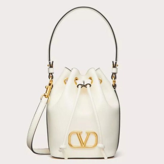 Repliche Valentino VLogo Signature Mini Bucket Borsa Bianco Calfskin Imitazioni Premium Perfette Qualità Repliche Valentino VLogo Signature Mini Bucket Borsa Bianco Calfskin Imitazione