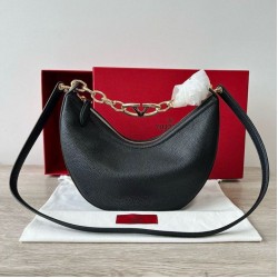 Repliche Valentino VLogo Moon Piccolo Hobo Borsa con catena Nero Imitazioni Premium Migliore Repliche Valentino VLogo Moon Piccolo Hobo Borsa con catena Nero Economiche Outlet Online