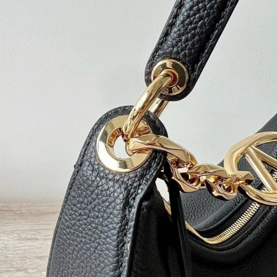 Migliore Repliche Valentino VLogo Moon Piccolo Hobo Borsa con catena Nero Economiche Outlet Online