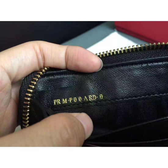 Perfette Qualità Repliche Valentino Rockstud Spike Zip Portafoglio Noir Agnello Imitazione