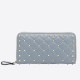 Replica perfetta Valentino Rockstud Spike Zip Portafoglio Sky Blue Agnello Imitazione Outlet Online