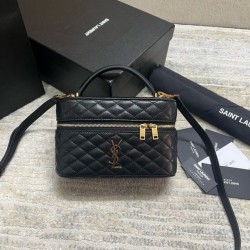 Migliore Repliche Borsa mini Saint Laurent Gaby Vanity agnello nera Economiche Outlet Online