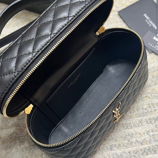 Migliore Repliche Borsa mini Saint Laurent Gaby Vanity agnello nera Economiche Outlet Online