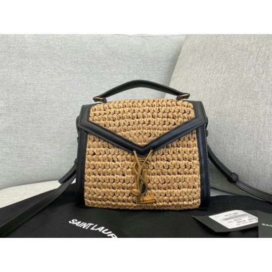 Replica perfetta Borsa Saint Laurent Cassandra Mini Top Handle rafia Imitazione Outlet Online