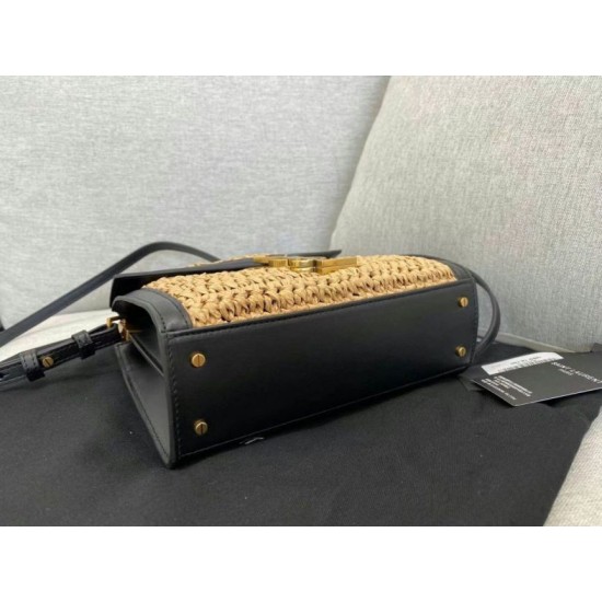 Replica perfetta Borsa Saint Laurent Cassandra Mini Top Handle rafia Imitazione Outlet Online