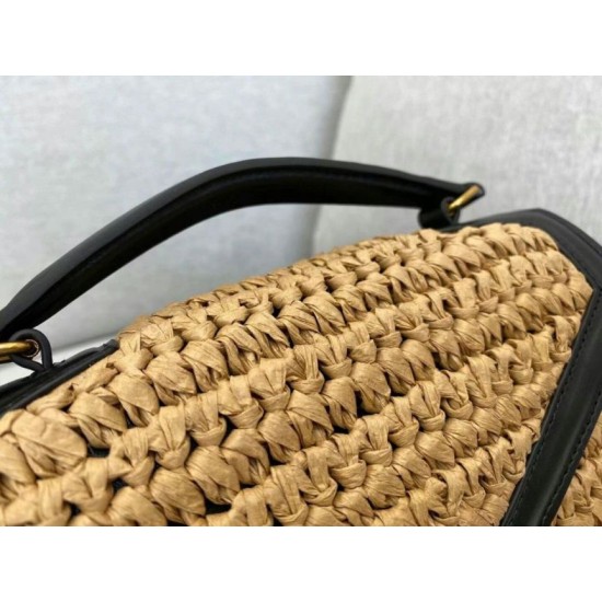 Replica perfetta Borsa Saint Laurent Cassandra Mini Top Handle rafia Imitazione Outlet Online