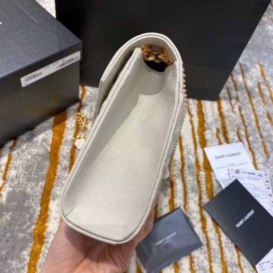 Perfette Qualità Repliche Borsa media Saint Laurent Envelope martellata bianca Imitazione