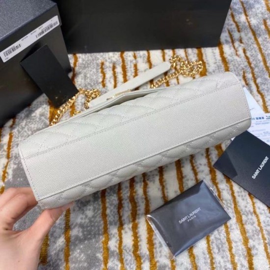 Perfette Qualità Repliche Borsa media Saint Laurent Envelope martellata bianca Imitazione
