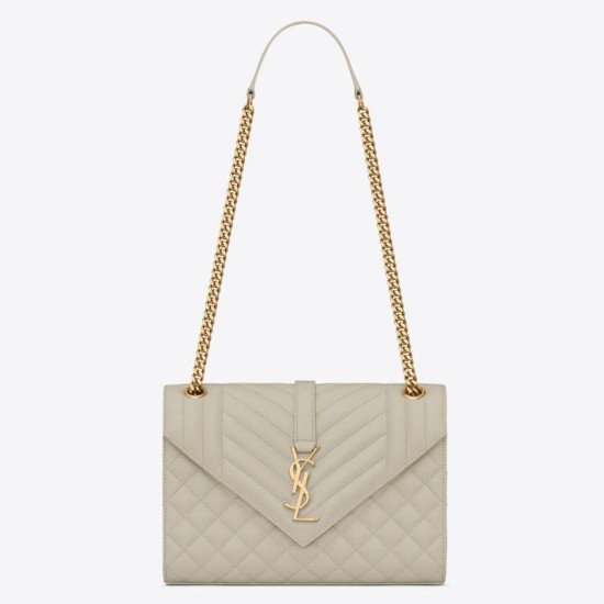 Perfette Qualità Repliche Borsa media Saint Laurent Envelope martellata bianca Imitazione