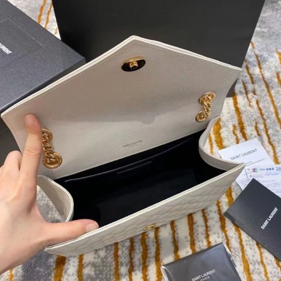 Perfette Qualità Repliche Borsa media Saint Laurent Envelope martellata bianca Imitazione
