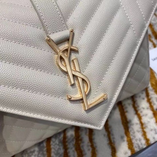 Perfette Qualità Repliche Borsa media Saint Laurent Envelope martellata bianca Imitazione