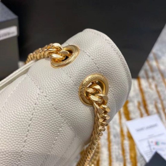 Perfette Qualità Repliche Borsa media Saint Laurent Envelope martellata bianca Imitazione