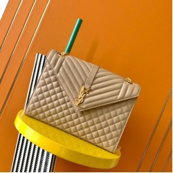 Miglior Falso Borsa Saint Laurent Envelope grande martellata beige matelassé Economiche Premium