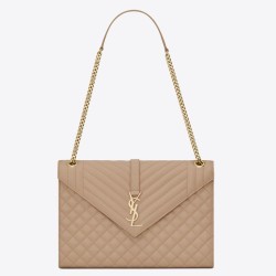 Miglior Falso Borsa Saint Laurent Envelope grande martellata beige matelassé Economiche Premium