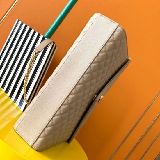 Miglior Falso Borsa Saint Laurent Envelope grande martellata beige matelassé Economiche Premium
