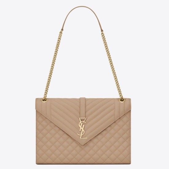 Miglior Falso Borsa Saint Laurent Envelope grande martellata beige matelassé Economiche Premium