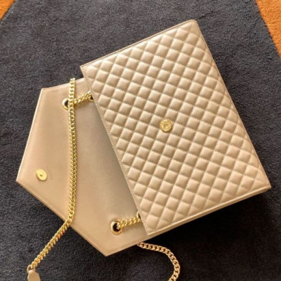 Miglior Falso Borsa Saint Laurent Envelope grande martellata beige matelassé Economiche Premium