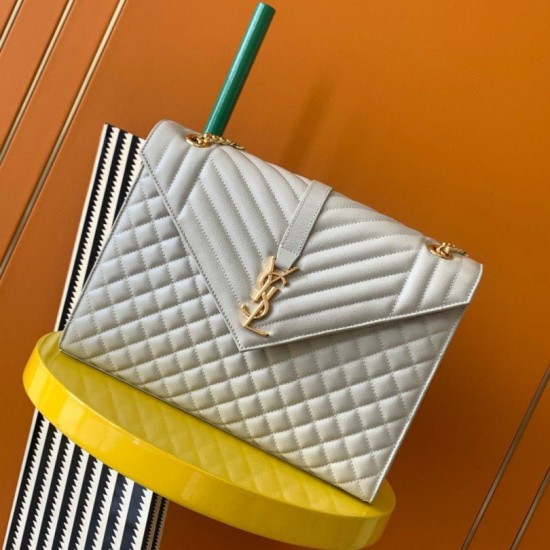 Miglior Falso Borsa grande Saint Laurent Envelope matelassé bianca Economiche Premium