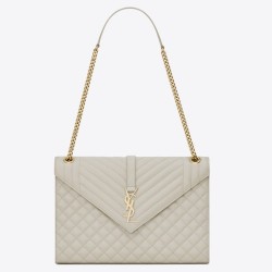 Miglior Falso Borsa grande Saint Laurent Envelope matelassé bianca Economiche Premium