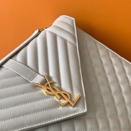 Miglior Falso Borsa grande Saint Laurent Envelope matelassé bianca Economiche Premium