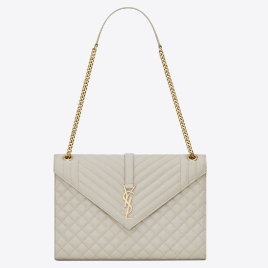 Miglior Falso Borsa grande Saint Laurent Envelope matelassé bianca Economiche Premium